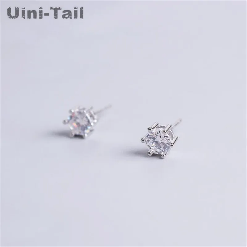 Серьги-гексагоны Uini-Tail Корейская версия из стерлингового серебра 925 пробы модные