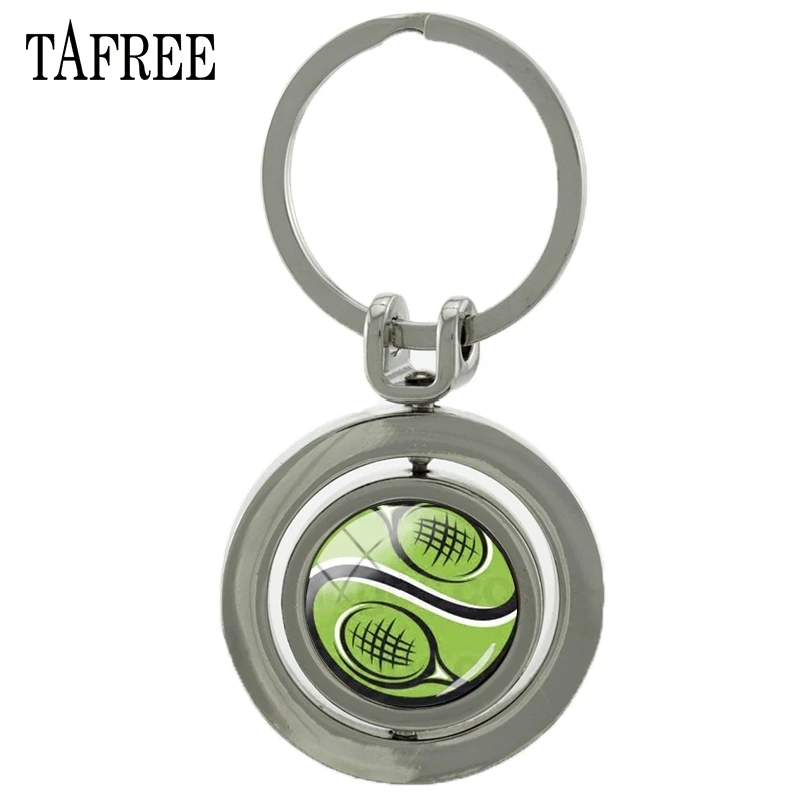 TAFREE I LOVE TENNIS вращающаяся Подвеска Брелок сувенир Поворотная цепочка для ключей круглый брелок для спортивных фанатов модное ювелирное изделие SP678 - Цвет: SP676