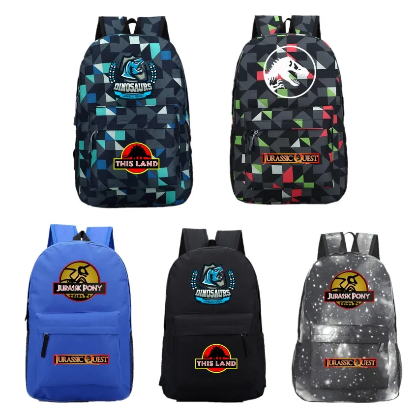 Jurassic Park Jurassic World Cartoon Backpack Student Bookbag Rucksack