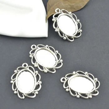 

Wholesale 50pcs/lots Metal tibetan silver charms filigree cabochon 17*12mm base pendants fit diy necklace jewelry supplies 3259