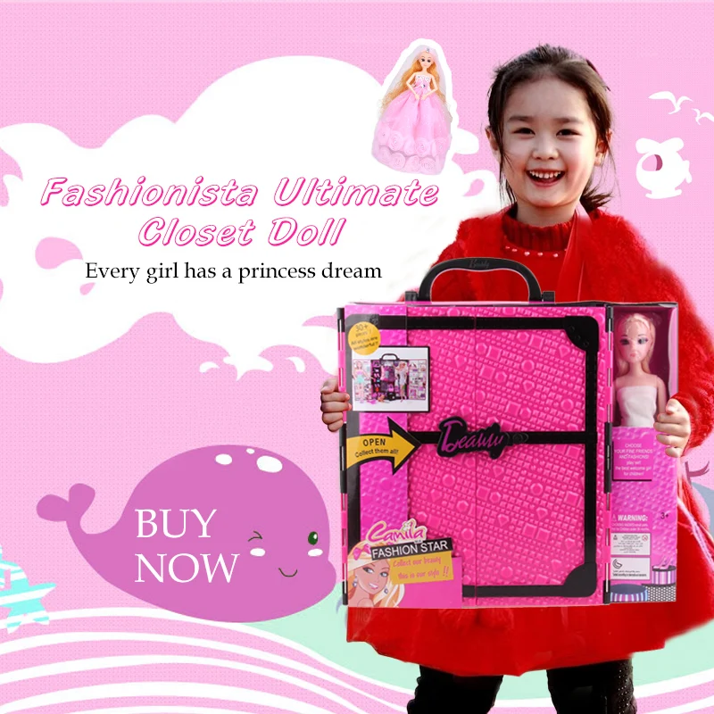 

SHENGBOAO Children Toys Fashion Wardrobe Doll Toy for Girls Princess Dolls DIY Clothes and Dress Wardrobe for Barbie Doll