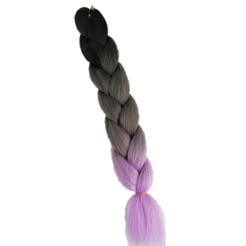 Pervado волосы Джамбо косички синтетические волосы для наращивания на крючках косички 6 шт./лот 2" коричневый фиолетовый Омбре косички волос оптом - Цвет: T1B/фиолетовый