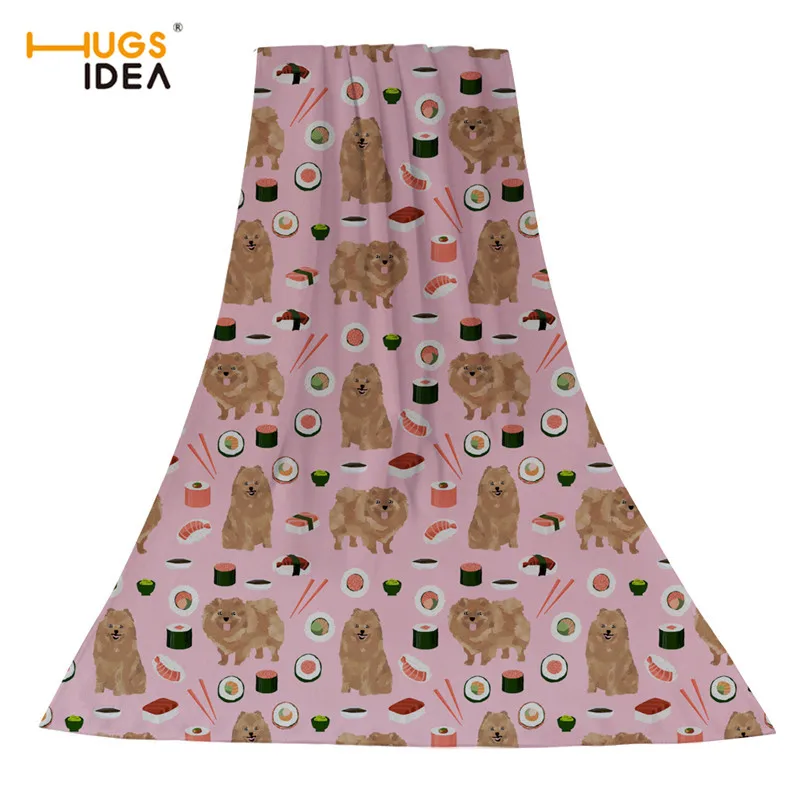 

HUGSIDEA Large Thick Bath Towels Animal Dog Pomeranian Pattern Cute Micrifuber Beach Towel Super Absorbent Home Textile Toalla