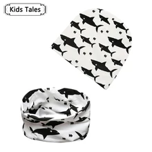 Детские бейсболки с животными печатями хлопковые детские головные уборы детские шапки шарф 2 шт. Комплект Детская вязаная шапочка зимняя шапка SA008