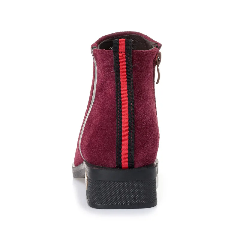 Mujeres 2018 Botines Red Nuevas Otoño wine Ue Manera Genuino 42 Alishinrey army Invierno Madre De Cuero 25 La Green Señoras Sólido Lana Tamaño E Black vXSdIqw