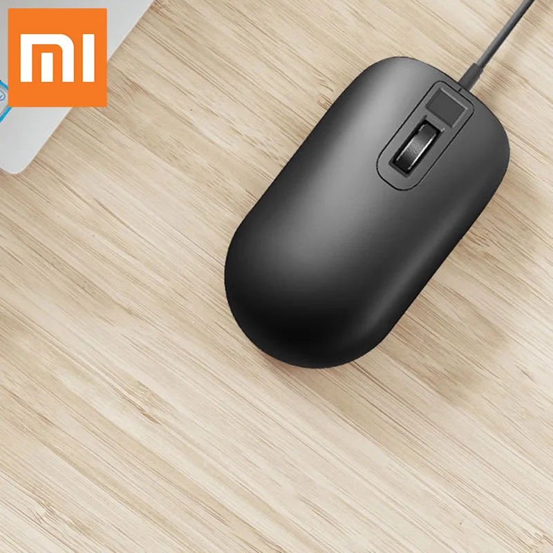 Xiaomi новая Идентификация отпечатков пальцев мышь USB интерфейс для Windows10, 8,1 поверхность ноутбука Настольный компьютер офисная проводная мышь - Цвет: Black