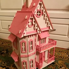 Падение Лидер продаж поделки Кукольный дом деревянный Miniatura Миниатюрный Кукольный домик с мебелью комплект вилла светодио дный огни рождения Gif