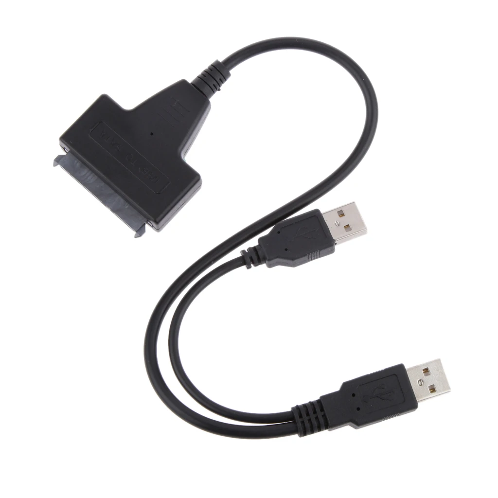 Dual USB 2.0 to SATA 15+7 (22) Pin Data Power Cable Connector for 2.5inch HDD
