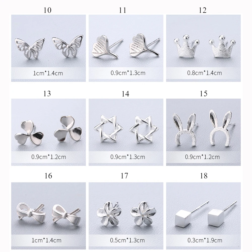 XIYANIKE 925 пробы серебряные ушные иглы Простые Модные серьги-гвоздики в виде геометрических фигур индивидуальные утонченные серьги для женщин Подарки 1-18