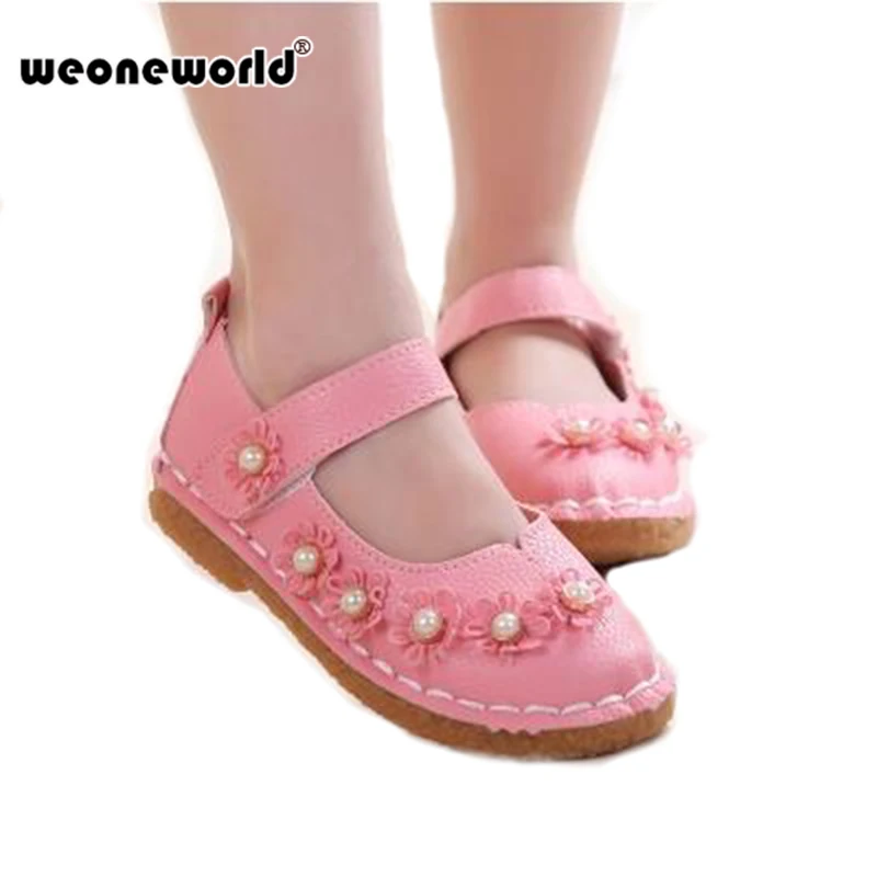 WEONEWORLD/Лидер продаж года; весенняя обувь с цветочным узором для девочек; модная детская обувь принцессы без застежки; обувь на мягкой подошве для девочек; размеры 21-30
