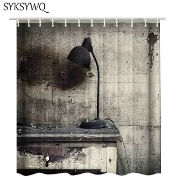 

2019 Table Lamp Funny Shower Curtain Black Light Vintage Bathroom Curtain Old House Duschvorhang Farmhouse Bathroom Decor