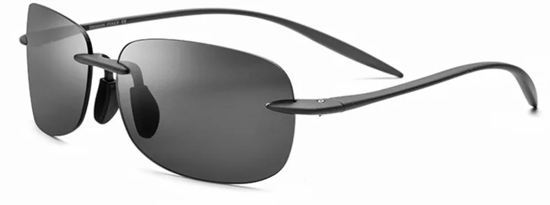 Brightzone New TR90 Rimless Polarized Designer Clear Sunglasses Male Pilots Men Luxury Brand Light Fishing Sun Glasses UV400 - Цвет линз: Gray