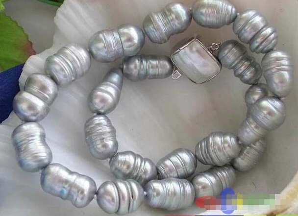 

HOT## Wholesale > >>> HUGE 17" 20MM GRAY RICE FRESHWATER PEARL NECKLACE 925silver mabe p1728