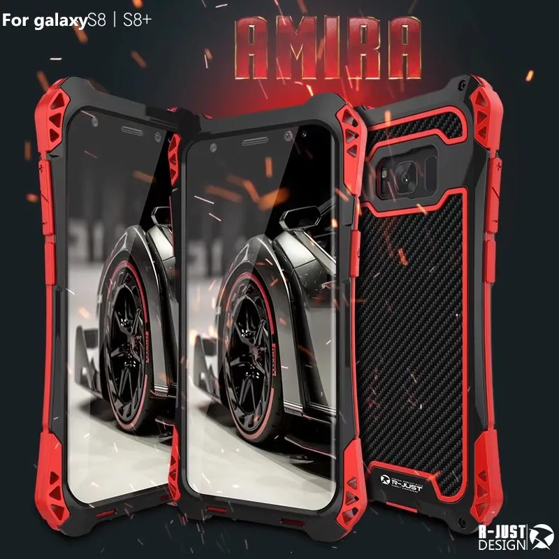 Чехол R-Just Armor King для SS S7 edge S10 Plus водонепроницаемый чехол для Galaxy S8 S9 S9+ Plus S8+ алюминиевый ударопрочный карбоновый