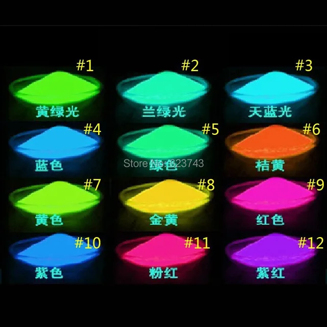 Free Ship Red Yellow Green Blue Purple Pink Color 100g Bag Luminous Free Ship Red Yellow Green Blue Purple Pink Color 100g Bag Luminous Powder Neon Paint Glowing Diy