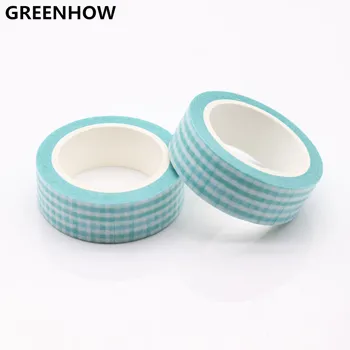 

GREENHOW Blue lattice washi tape masking tape DIY decoration Scrapbooking Sticker Label Masking Tape School Office Supplies 8016