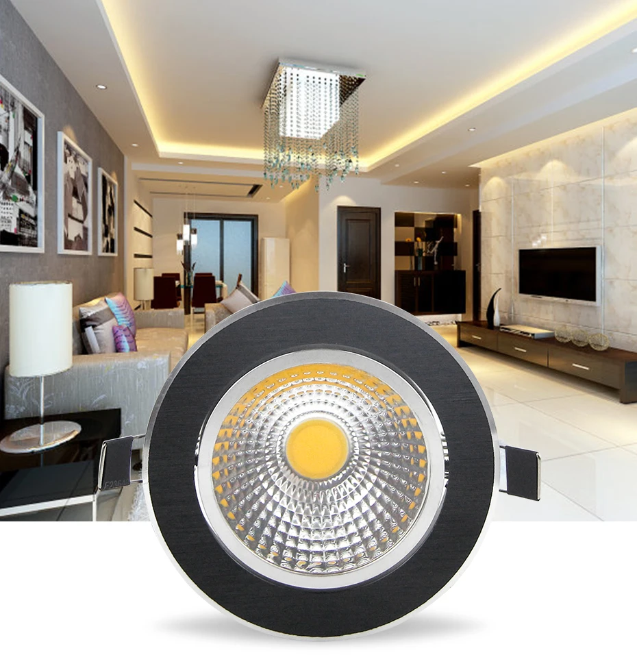 [DBF] Круглый черный светодиодный светильник для дома с регулируемой яркостью 5 Вт 7 Вт 9 Вт 12 Вт светодиодный потолочное утопленное пятно лампа с AC 110 В 220 В светодиодный трансформатор