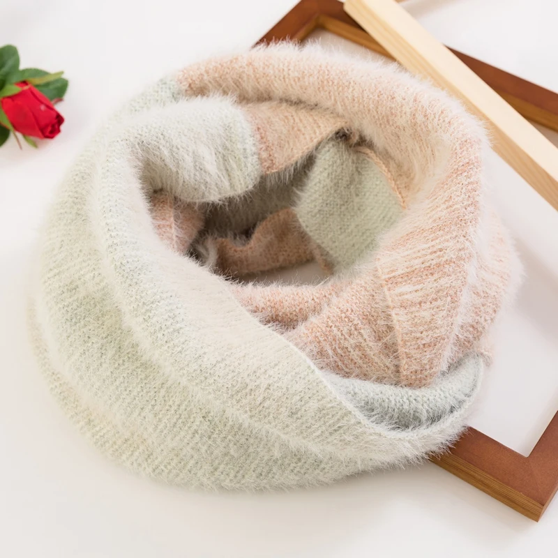 

New Loop Scarves Warm For Women Fashion Striped lady Ring Solid Scarfs Neck Infinity Scarf Tube scarf Cozy Neck Warmer