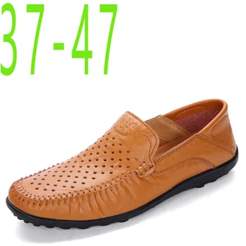 

Men's Fashion 3 Color Genuine Leather Hollow Holes Breathable Peas Shoes Driving Shoes Plus Size 37-47