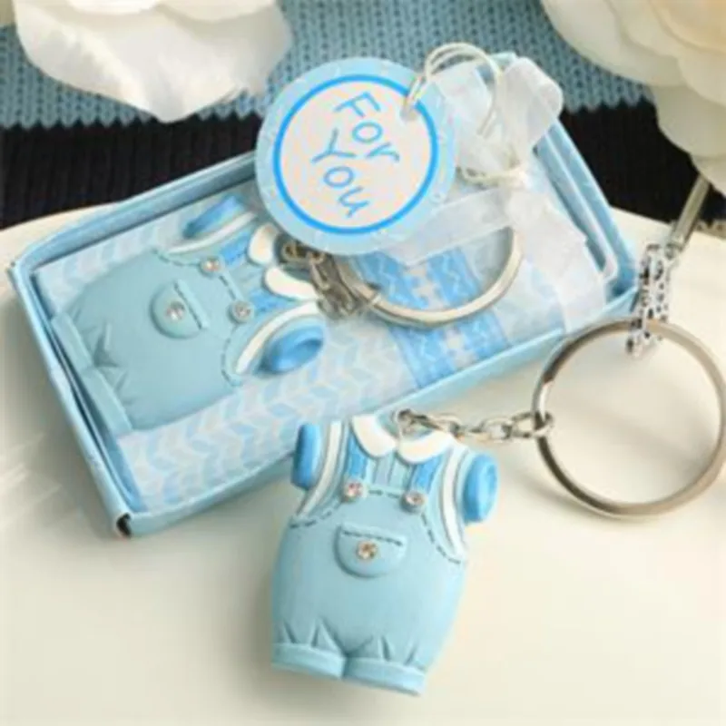 

100pcs/Lot+Cute Baby Boy Clothes Design Blue Keychain Baby Shower Favors and Gift For Guest+FREE SHIPPING