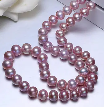 

HUGE 11-12MM SOUTH SEA ROUND LAVENDER PEARL NECKLACE 18INCH 925S KKK