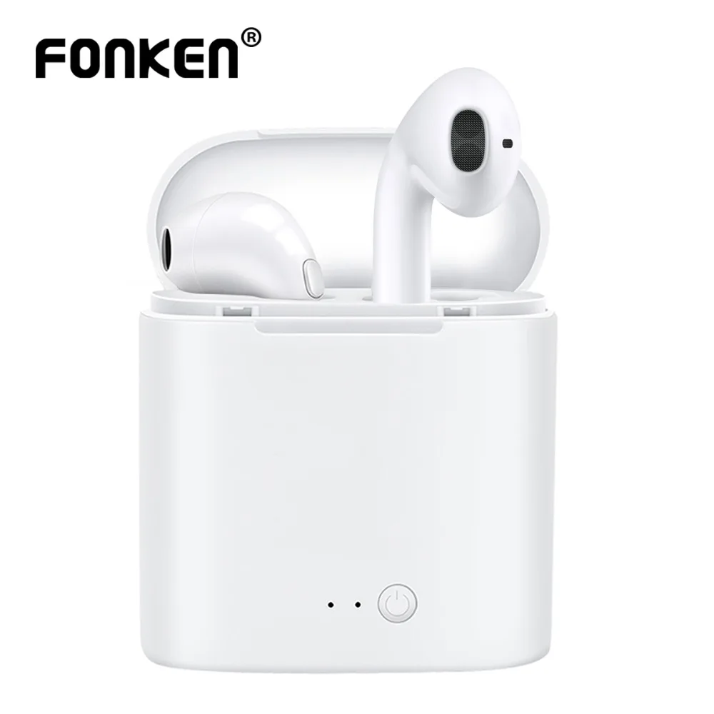 FONKEN Wireless Bluetooth Earphone TWS i7 In-Ear Wireless Earbuds With Mic Portable Sport Mobile mini Earpiece with Charge box