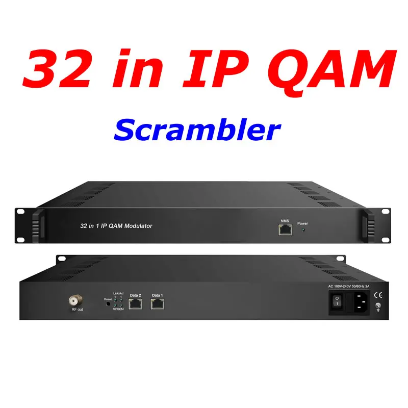 

IP QAM Modulator with Multiplexer Scrambler TS IP/multicast 2 gigabit in,32*DVB-C RF out QAM Modulator NDS3332
