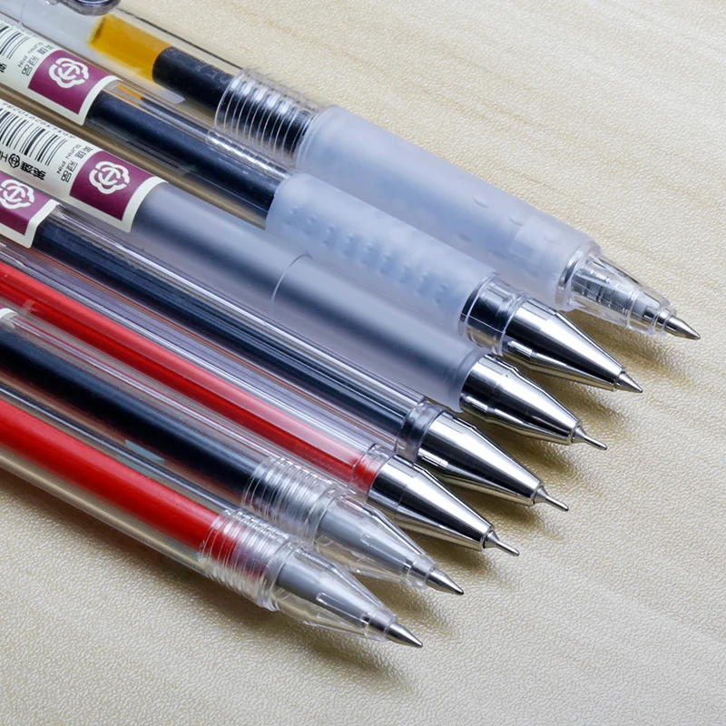 12pcs/box Gel Ink Pens High Quality 0.5mm 0.38mm Black Red Good Writing