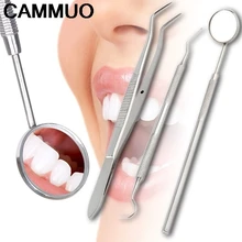 Набор для стоматологического осмотра из нержавеющей стали, набор для чистки зубов, зеркало для рта, зонд, набор стоматологических инструментов зубочистка, гигиена, здоровье, 3 шт