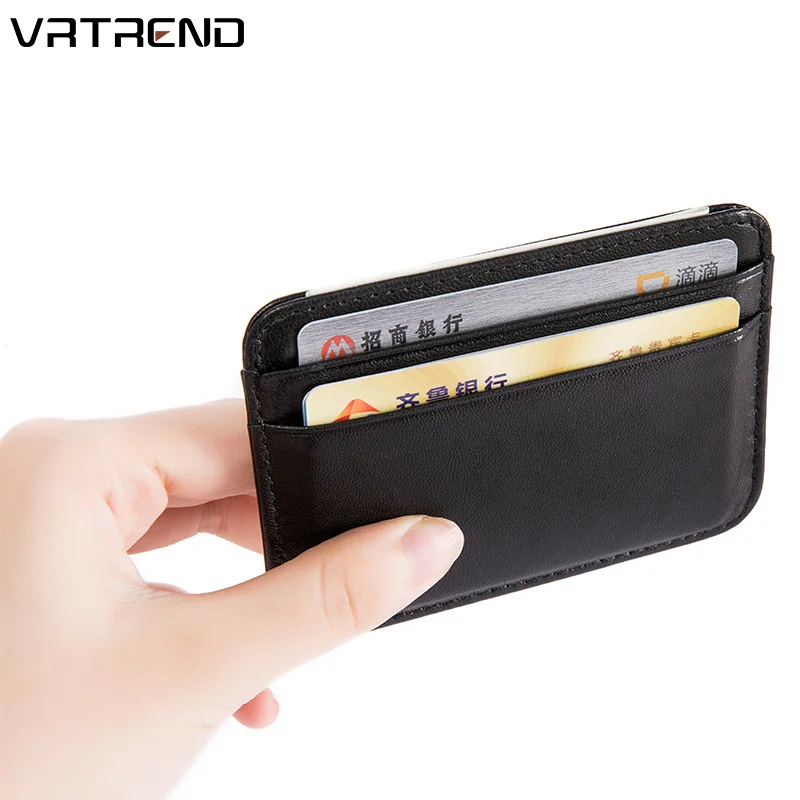 

VRTREND Card Holder 100% Sheepskin Genuine Leather Design Thin Slim Card Wallet ID & Credit Cardholder Men Travel Purse carteir