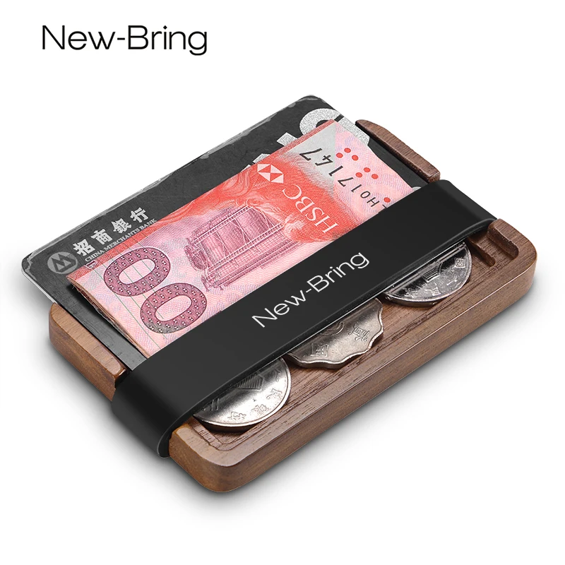 

Wooden Credit Card Holder Men with Key Coin Purse and Card Wallet