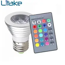 Litake светодиодный RGB лампа E27 85-265 светодиодный сменный светильник 3 Вт волшебный праздник RGB Освещение+ пульт дистанционного управления 7 цветов