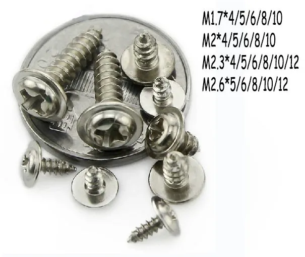 Series#PWA M1.7 m2 m2.3 m2.6 screw#Electronic Disc computer screw with steel washer gaskeat consumer phone head micro | Строительство и