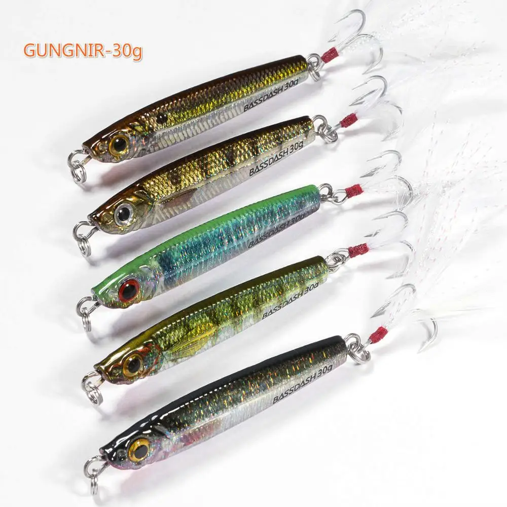 Рыболовные приманки Bassdash GUNGNIR с крючками VMC 20/30 г, для соленой пресной воды, упаковка из 5 - Цвет: GUNGNIR 30g