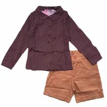 Girls Spring and Autumn 2015 new lapel long-sleeved shirt + denim pants suit free shipping