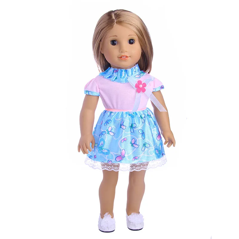 LUCKDOLL Cute Princess Dress Fit 18 Inch American 43cm Baby Doll Clothes Accessories,Girls Toys,Generation,Gift
