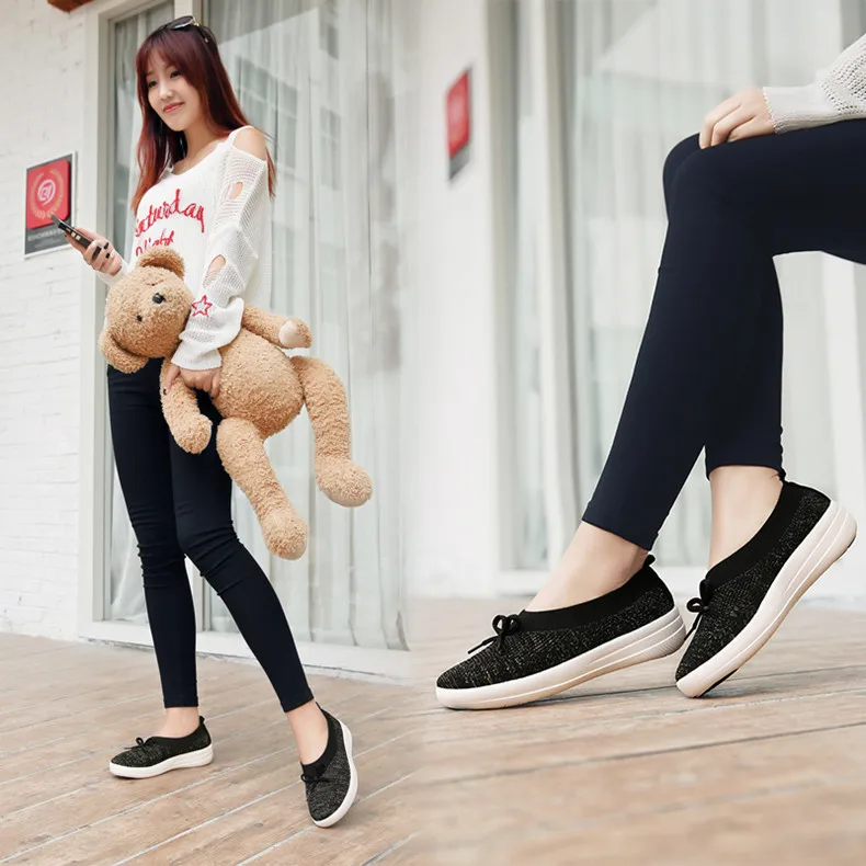 STS Brand 2019 New Spring Women Sneakers Shoes Flat Slip On Platform Sneakers For Women Black Breathable Mesh Sock Sneakers Shoe (16)
