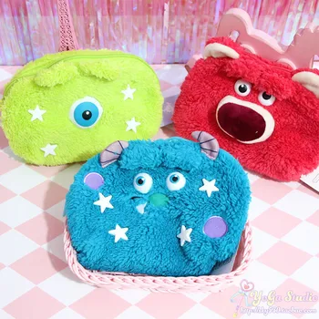 

Cartoon Monsters University Sulley Sullivan Monsters Strawberry Bear Plush Cosmetic Bag Girl Storage Makeup Bags Organizer Women