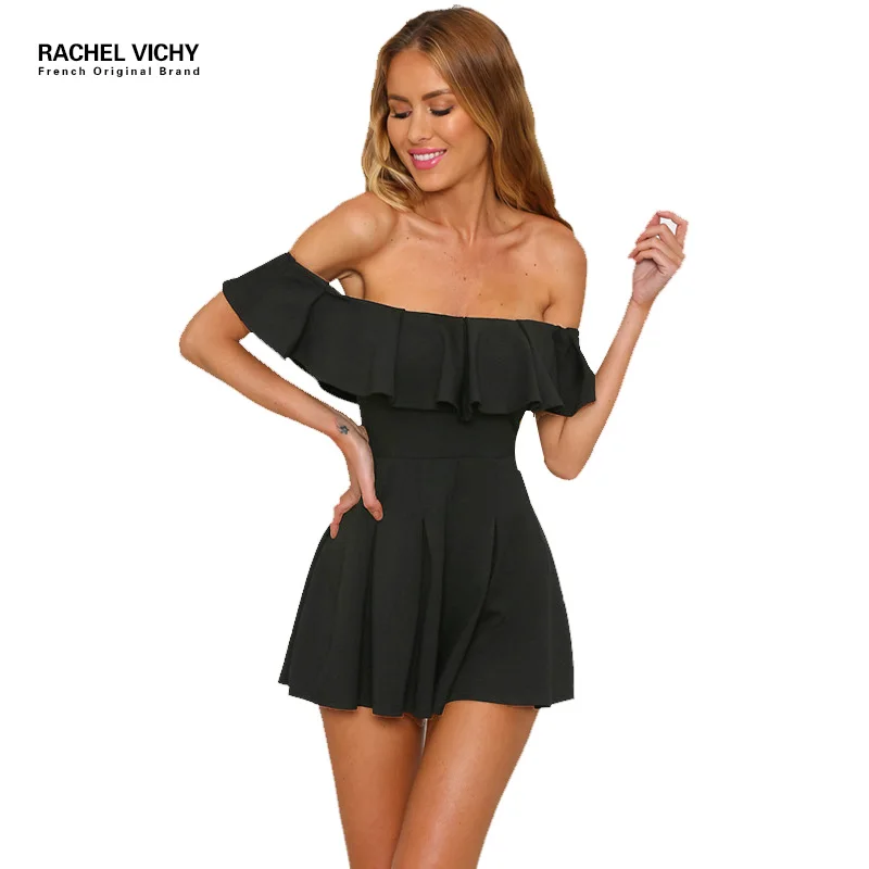 Rachel Vichy Summer Beach Party Jumpsuit Solid Color Playsuits Sexy ...