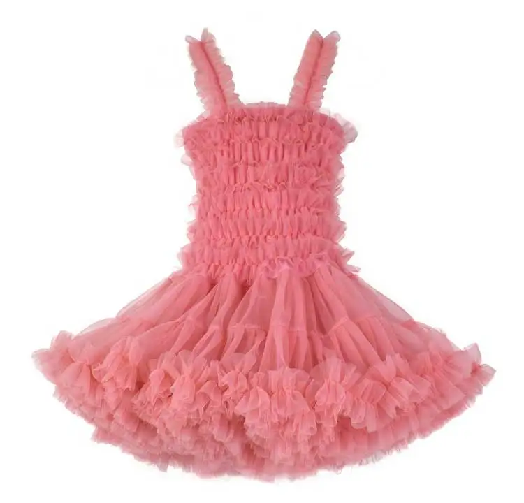 Платье-пачка для девочек Модное пышное праздничное платье для малышей бальное платье для девочек, юбка-пузырь в складку, цельнокроеное платье балетная танцевальная одежда принцессы - Цвет: Watermelon Red
