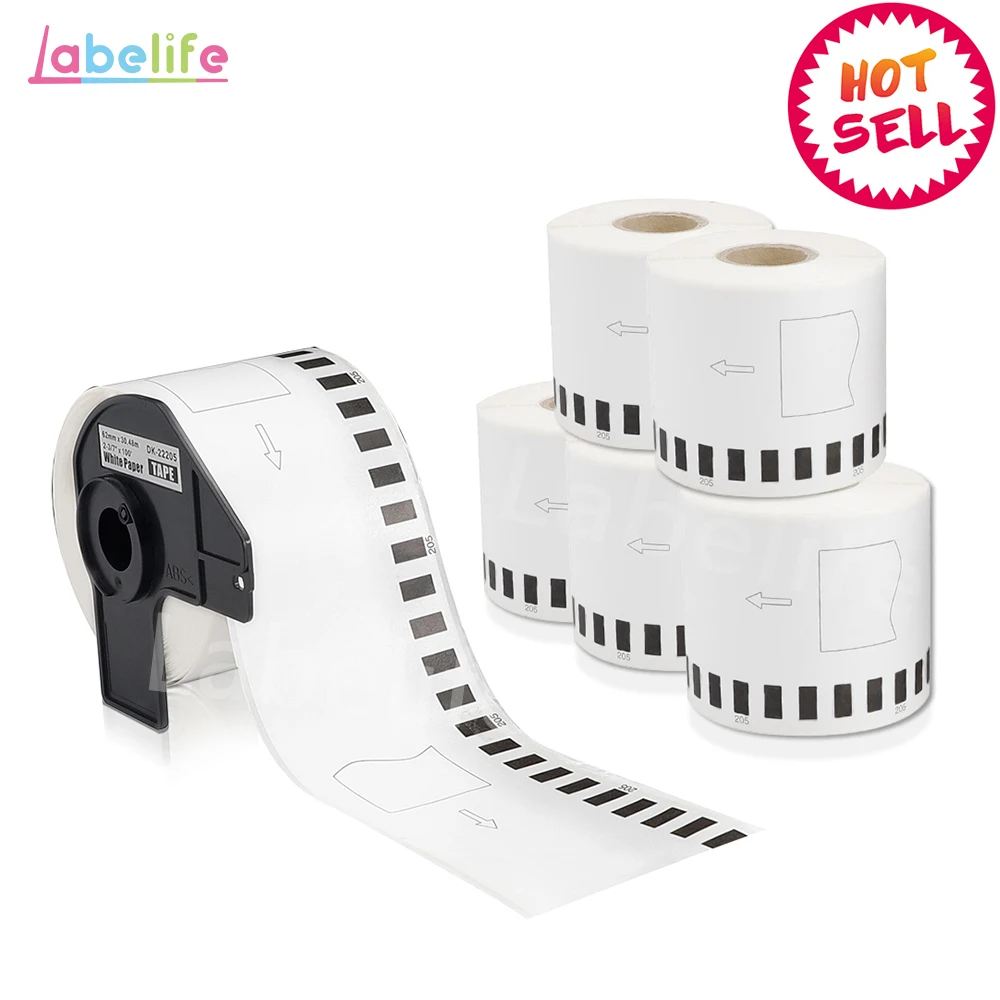 Labelife 5 لفات DK-22205 (62 مللي متر x 30.48 m) متوافق لأخيه QL-700 تسميات لاصق الباركود DK22205 DK-2205 DK 22205 Labelife 5 لفات DK-22205 (62 مللي متر x 30.48 m) متوافق لأخيه QL-700 تسميات لاصق الباركود DK22205 DK-2205 DK 22205