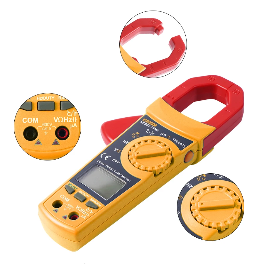 

ZOYI VC903 Portable Digital Clamp Meter 6000 Counts 1000A AC Clamp Meter Resistance Capacitance Temperature Digital Multimeter