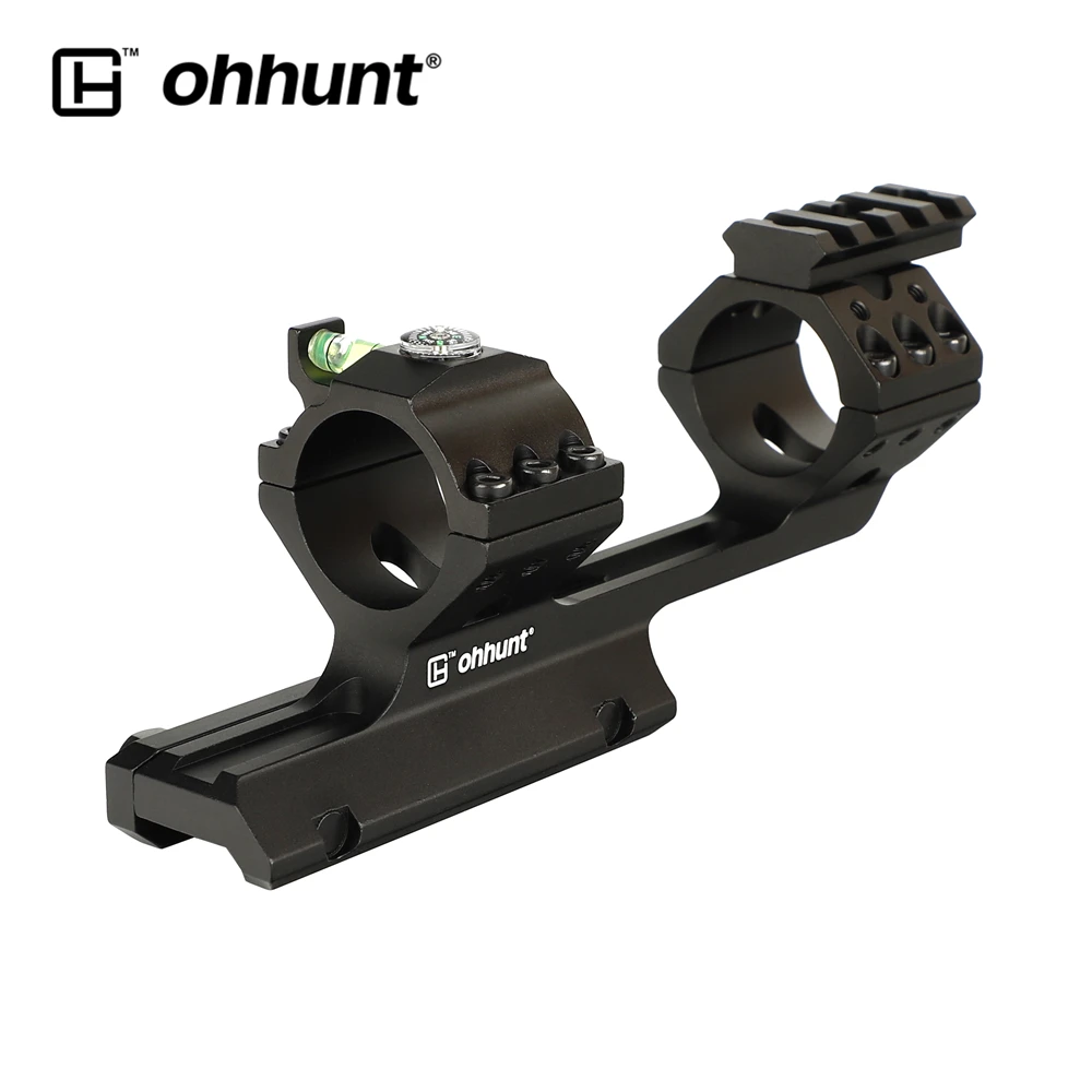 

ohhunt Rock-Solid Bi-direction Scope Mounts 25.4mm 30mm Hunting Offset Rings Top with Bubble Level Compass Picatinny Rail