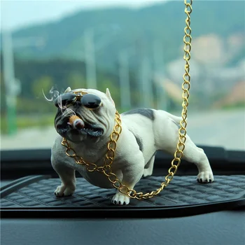 

Dog Pitbull Car Ornament Cartoon Auto Decor Bulldog Car Dashboard Decoration
