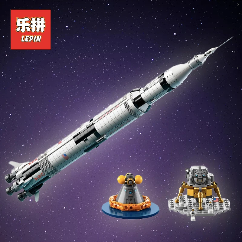 

Lepin 37003 Ideas Technic the Apollo Saturn V Launch Vehicle Spacecraft Model Set Children Building Blocks Bricks Toy 21309