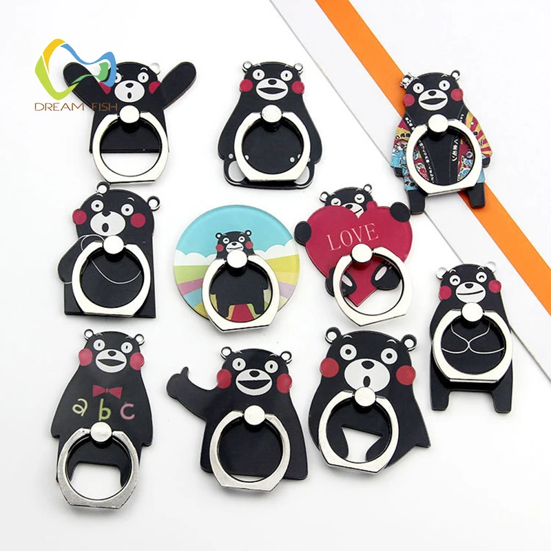 

Finger Ring Holder For Iphone Xs Max Cartoon Black Bear Lazy Mobile Phone Grip Bracket 360 Rotating Stand Suporte Celular