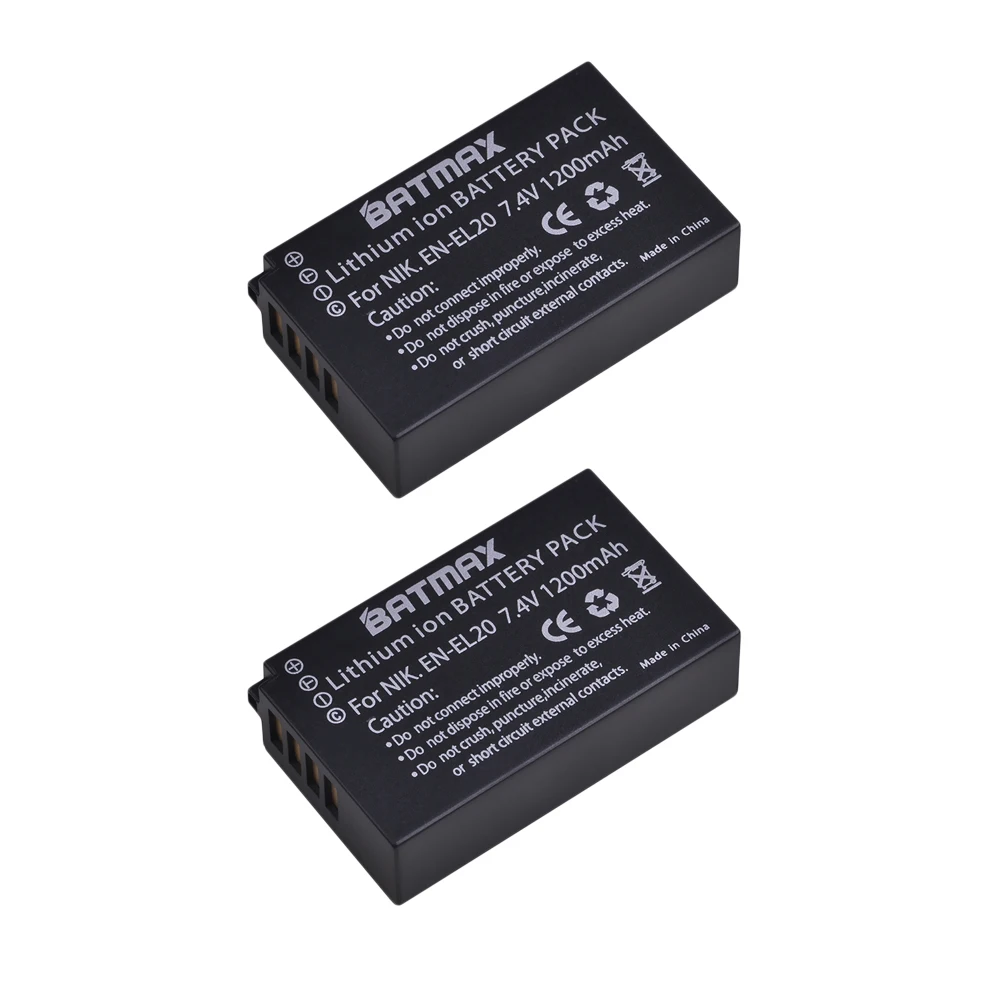 Аккумулятор для фотоаппарата Batmax 2Pcs EN-EL20 EN EL20 ENEL20 цифровой камеры Nikon EN-EL20a 1 J1 J2 J3 S1
