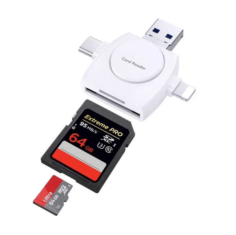 4 в 1 TF/MicroSD карты высокого Скорость OTG картридер Micro Тип usb C для телефона Android и iPhone OTG адаптер конвертер