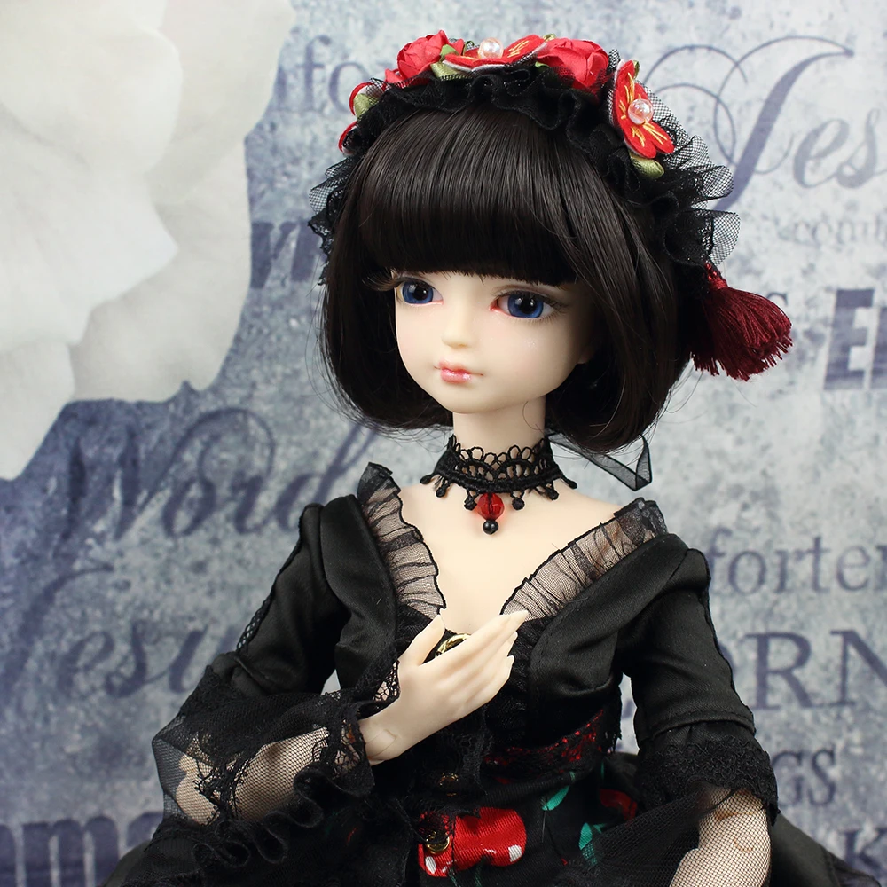 Forturn Days одежда для 1/4 BJD кукла шарнирное тело 45 см черное кружевное платье чулок с лентой для волос