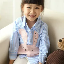 striped Rabbit baby girl font b shirt b font Turn down Collar Full Sleeve Casual font